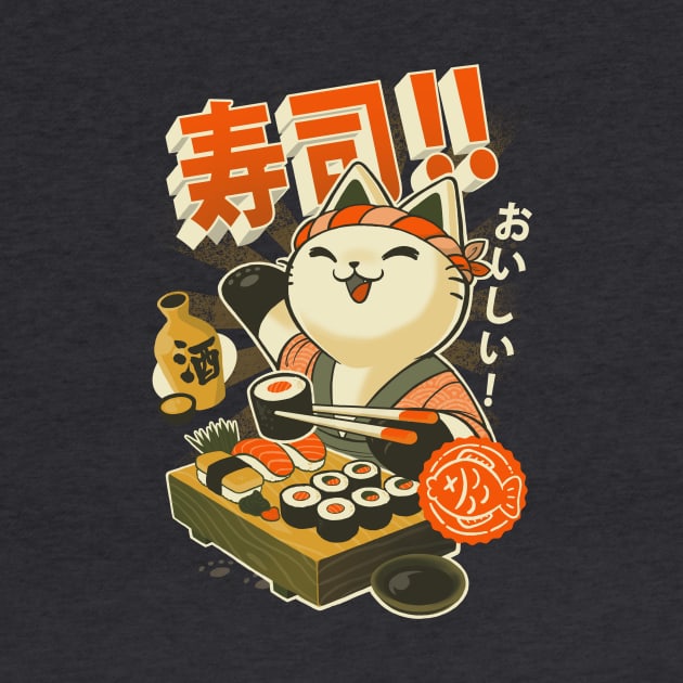 Sushi Chef - Cute Kitchen Kitty - Japanese Restaurant by BlancaVidal